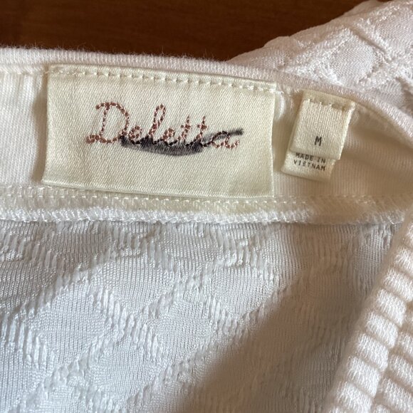 Deletta Anthropologie White Textured Tank Top Medium Gavi - Picture 3 of 7